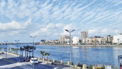 صورة عامة لأحد الطرق السريعة بمدينة دمياط حيث تم ضبط موكب الدراجات النارية
