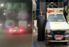 ضبط سيارة ربع نقل محملة بحمولة زائدة تهدد حياة المواطنين بالفيوم
