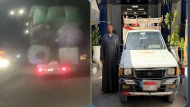 ضبط سيارة ربع نقل محملة بحمولة زائدة تهدد حياة المواطنين بالفيوم