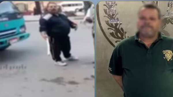صورة توضح المتهم بالاعتداء على طبيبة وأهلها في المقطم أثناء ضبطه من قبل الشرطة