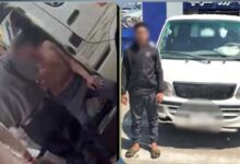 صورة للسائق المتهم بعد القبض عليه ومشهد من واقعة التعدي في الشرقية