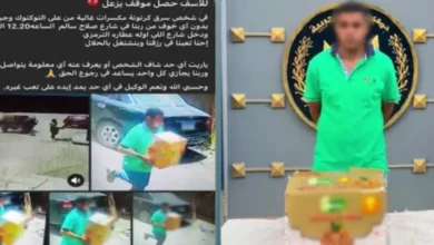 لحظة ضبط لص سرق مواد غذائية من تروسيكل في بني سويف